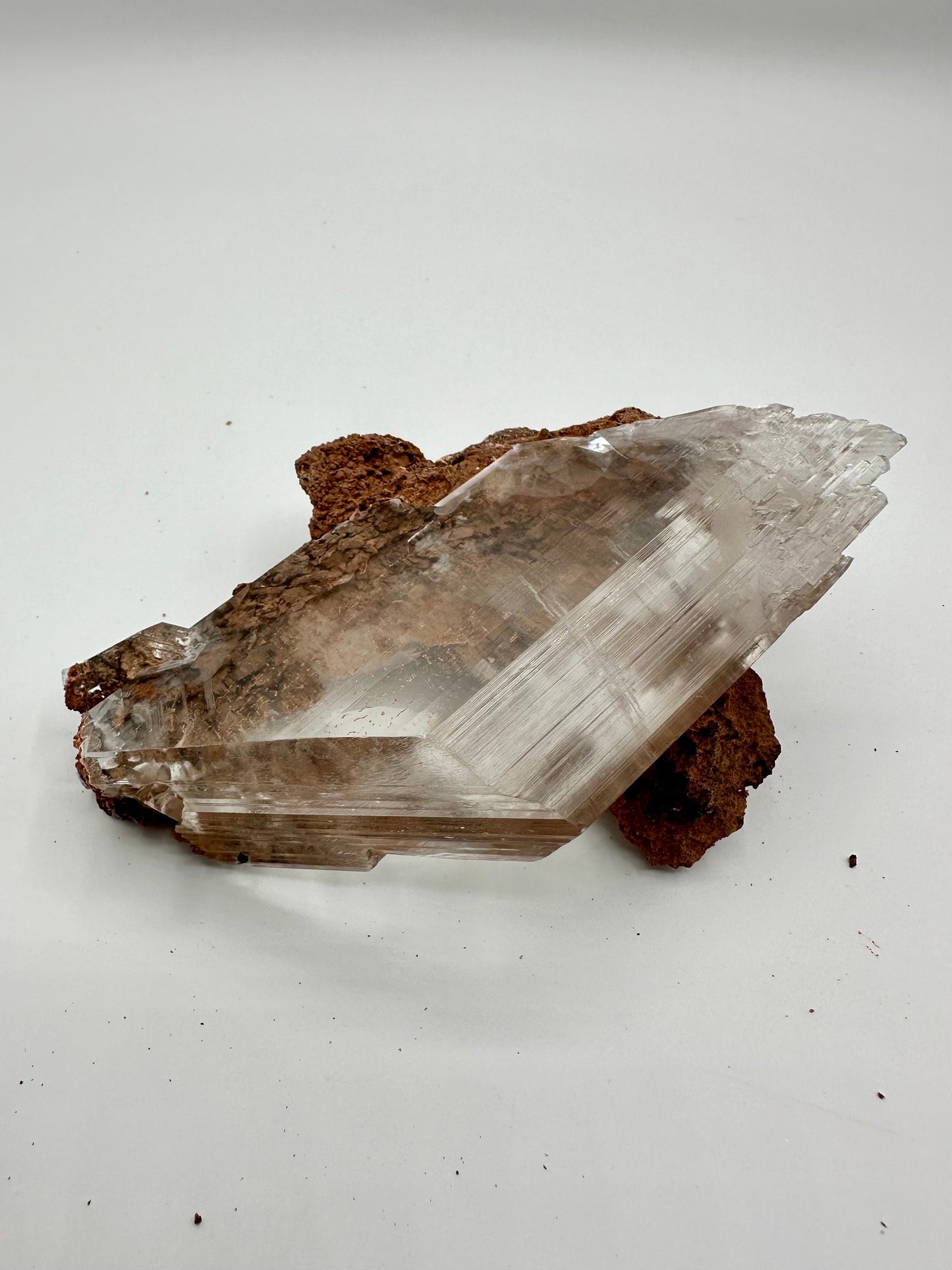 Selenite Crystal Mineral Specimen with Inclusions on Matrix