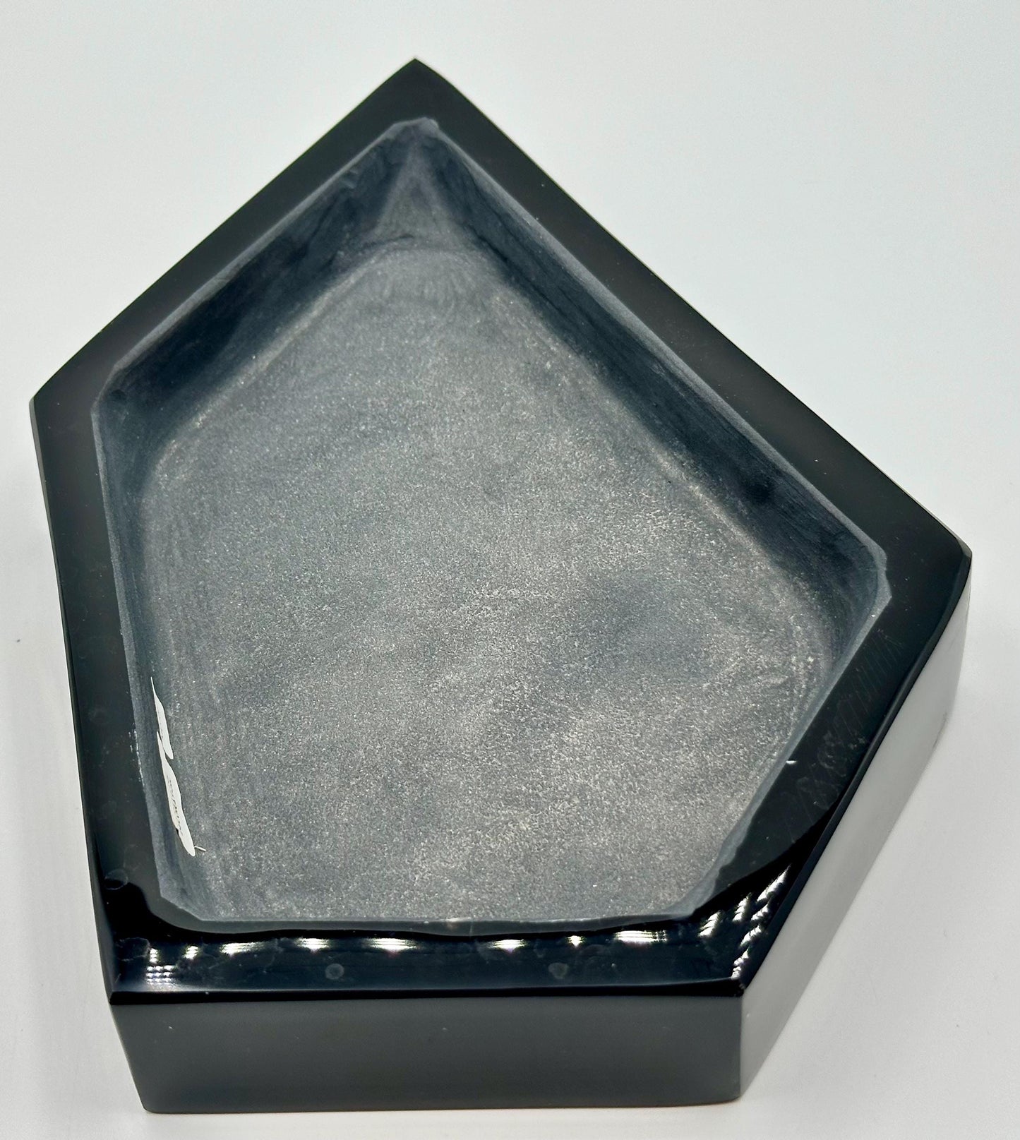 Polished Obsidian Crystal Jewelry and Trinket Dish