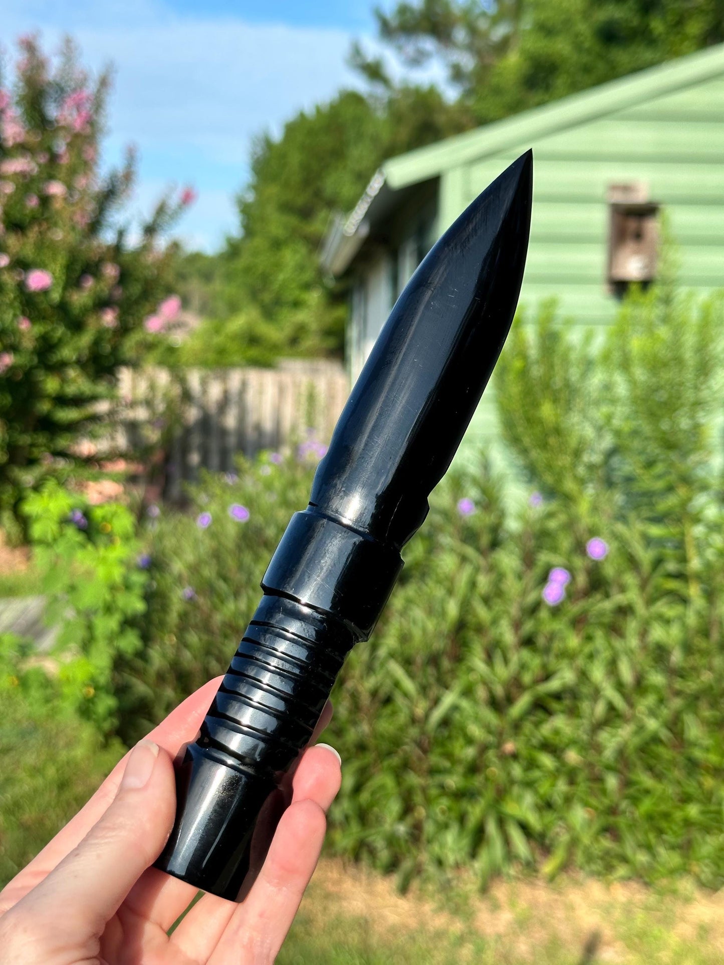 Hand Polished Obsidian Dagger: 9" Ceremonial Knife