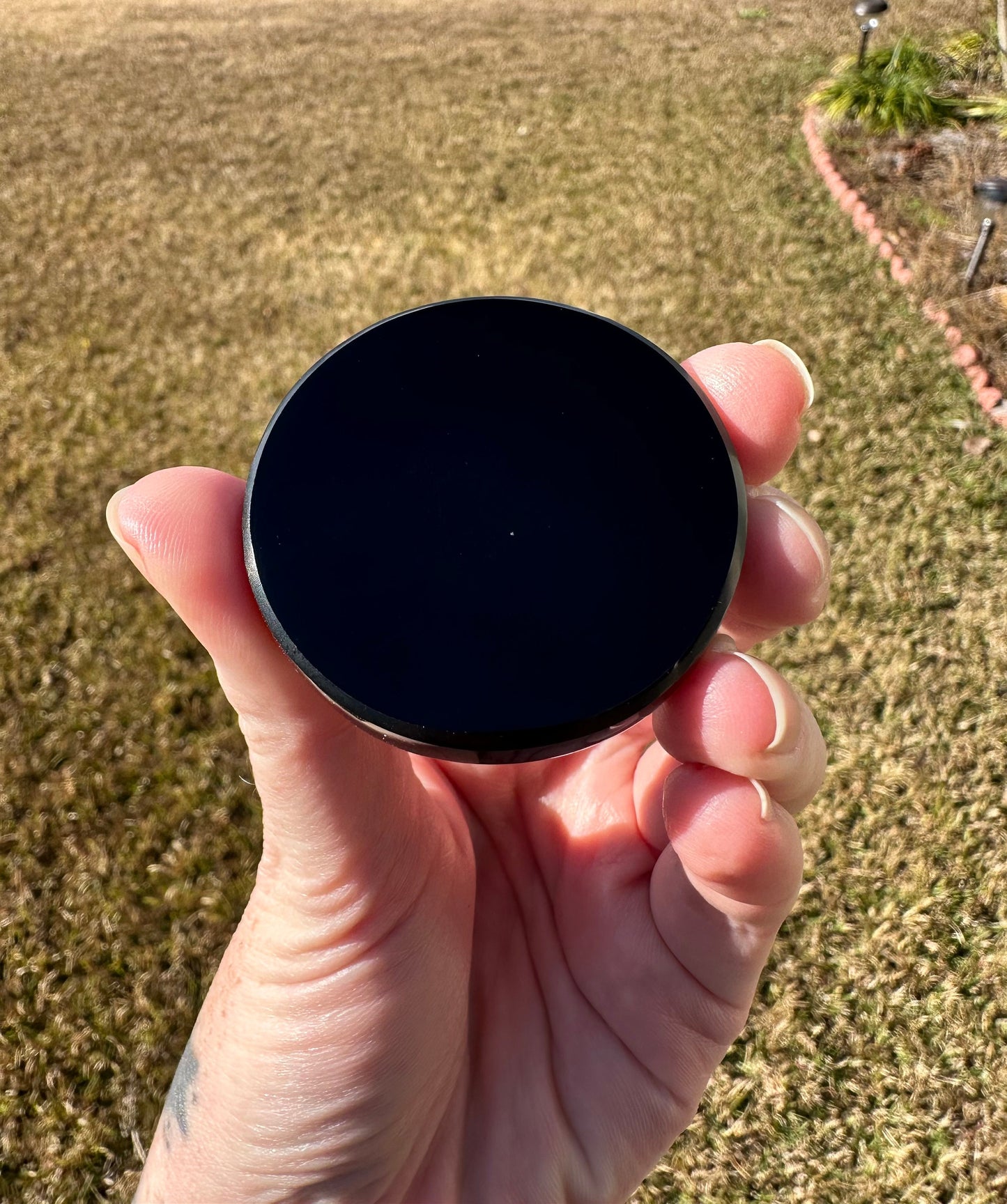 Black Obsidian Mirror for Crystal Scrying, Crystal Charging Plate