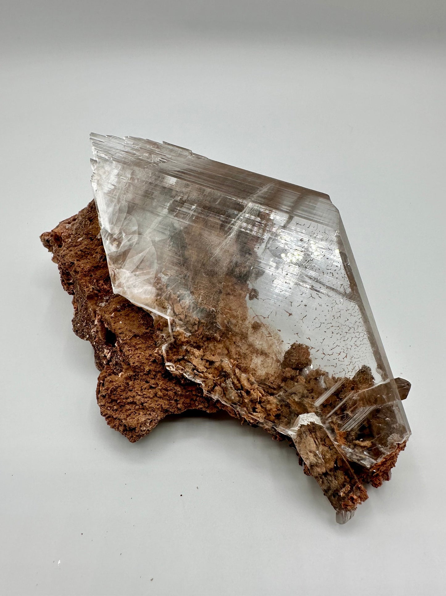 Selenite Crystal Mineral Specimen with Inclusions on Matrix