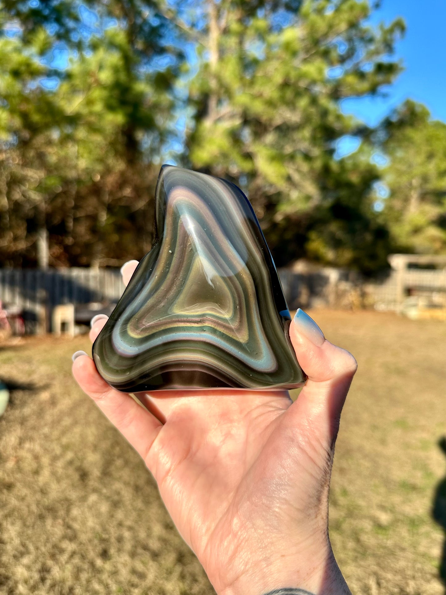 Rainbow Obsidian Double Sided Freeform High Quality