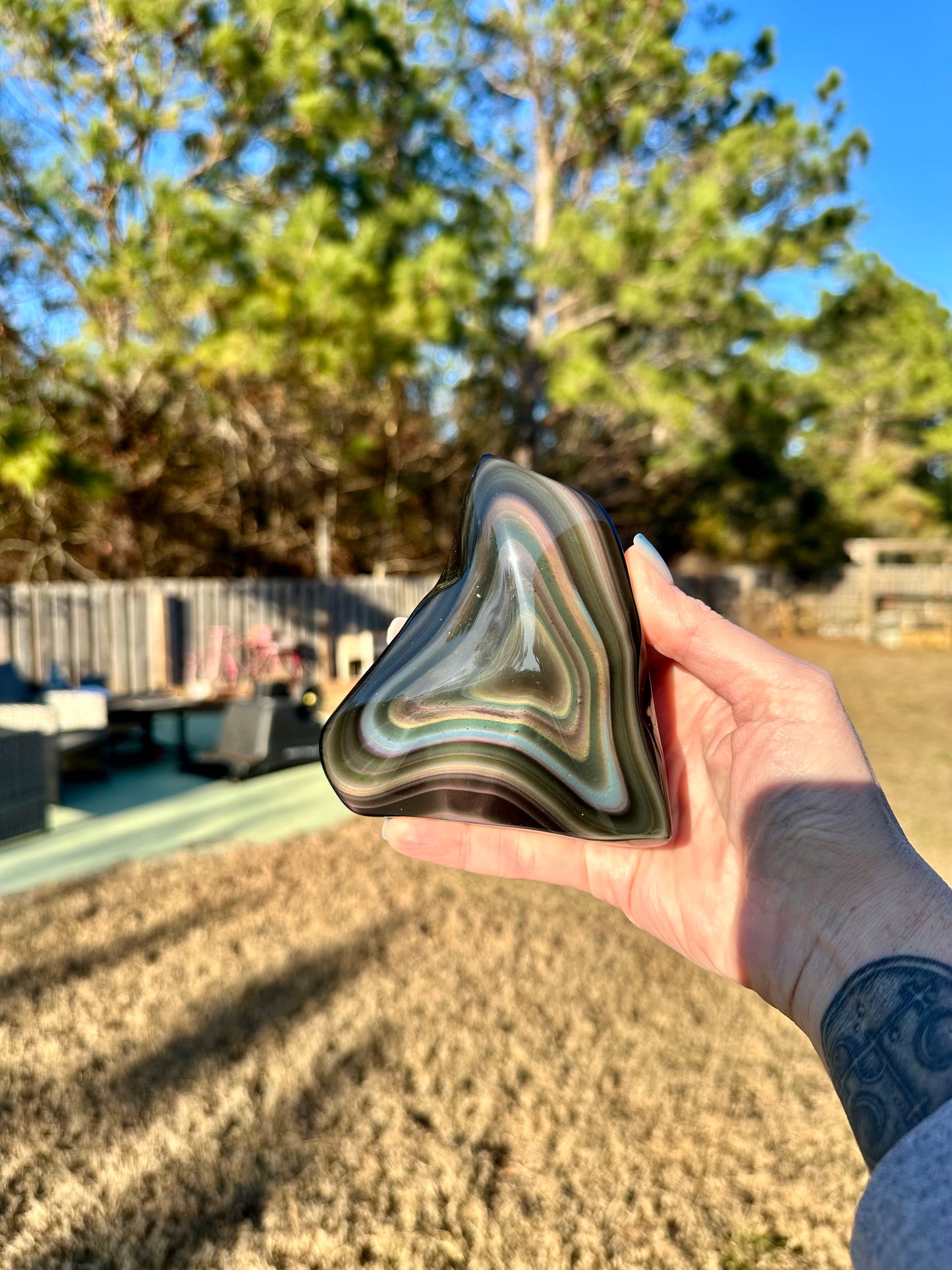 Rainbow Obsidian Double Sided Freeform High Quality
