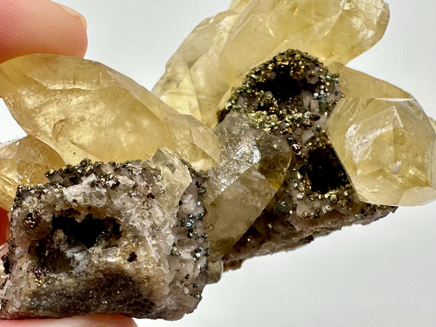 Sweetwater Calcite Cluster with Chalcopyrite