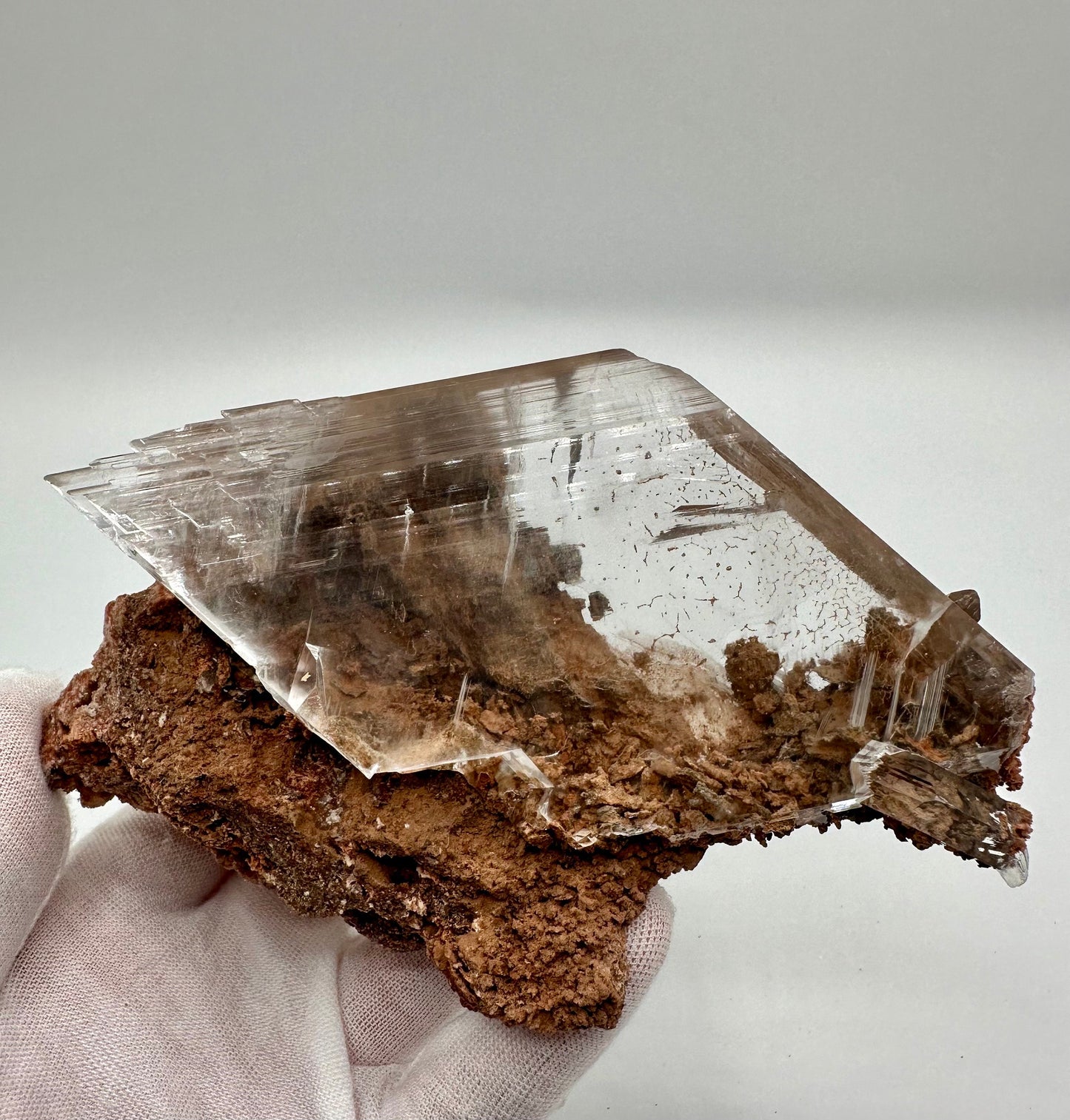 Selenite Crystal Mineral Specimen with Inclusions on Matrix