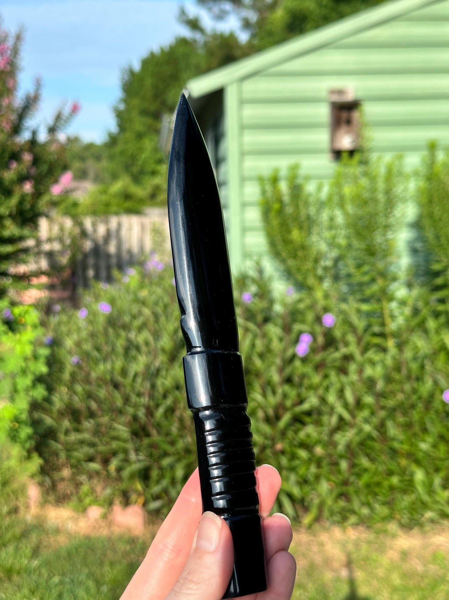 Hand Polished Obsidian Dagger: 9" Ceremonial Knife