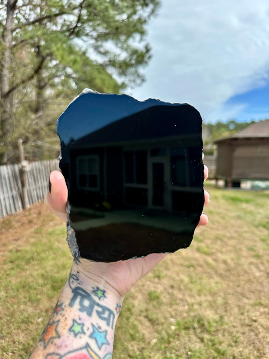 Polished Obsidian Slabs with Raw Edges For Scrying, Divination, Altars and More