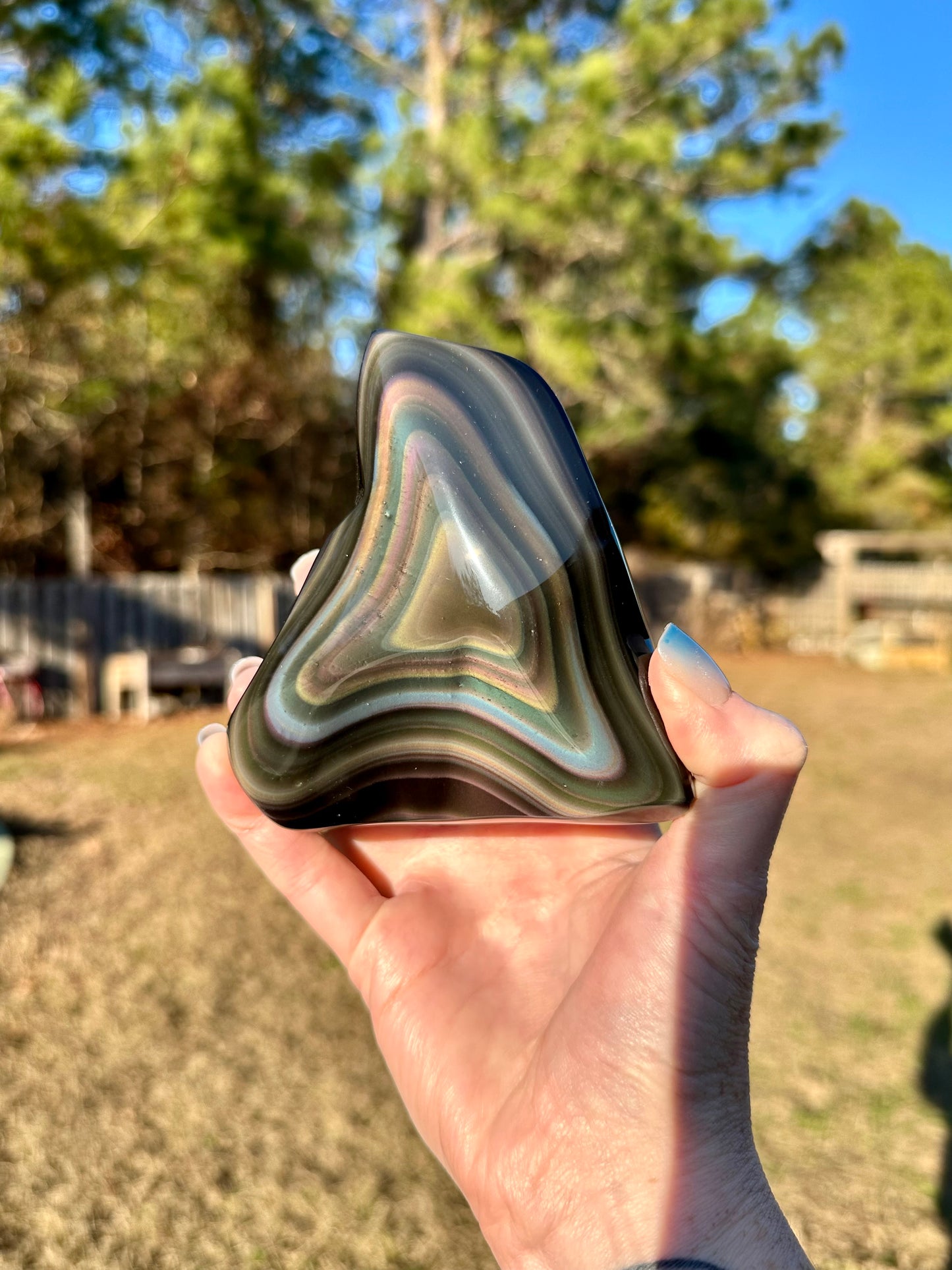 Rainbow Obsidian Double Sided Freeform High Quality