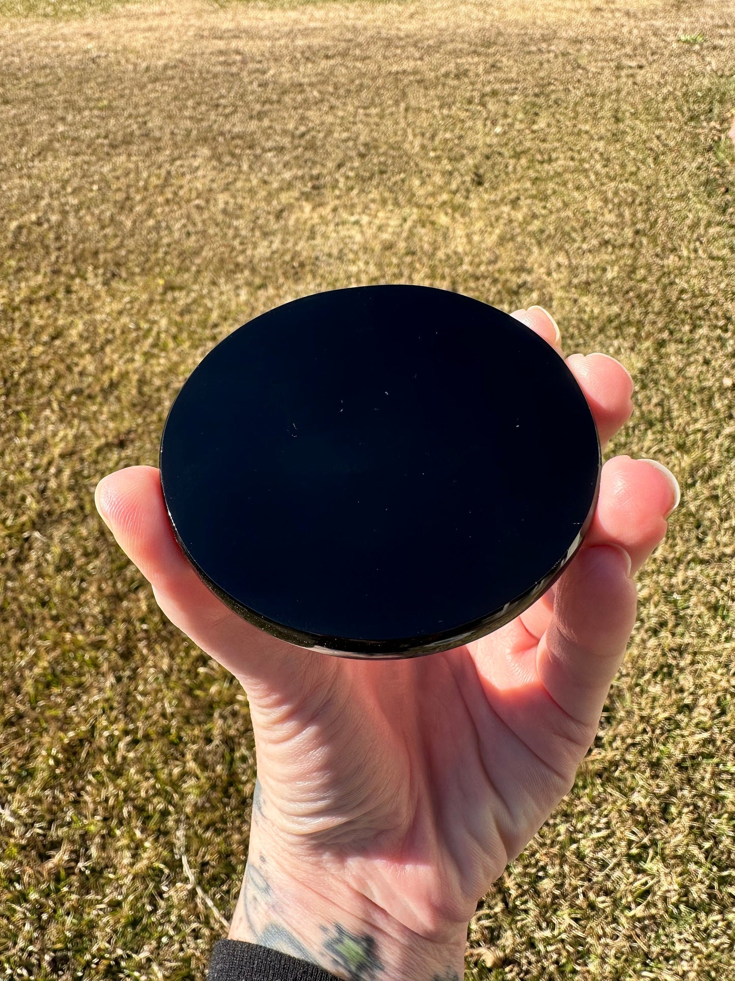 Black Obsidian Mirror for Crystal Scrying, Crystal Charging Plate