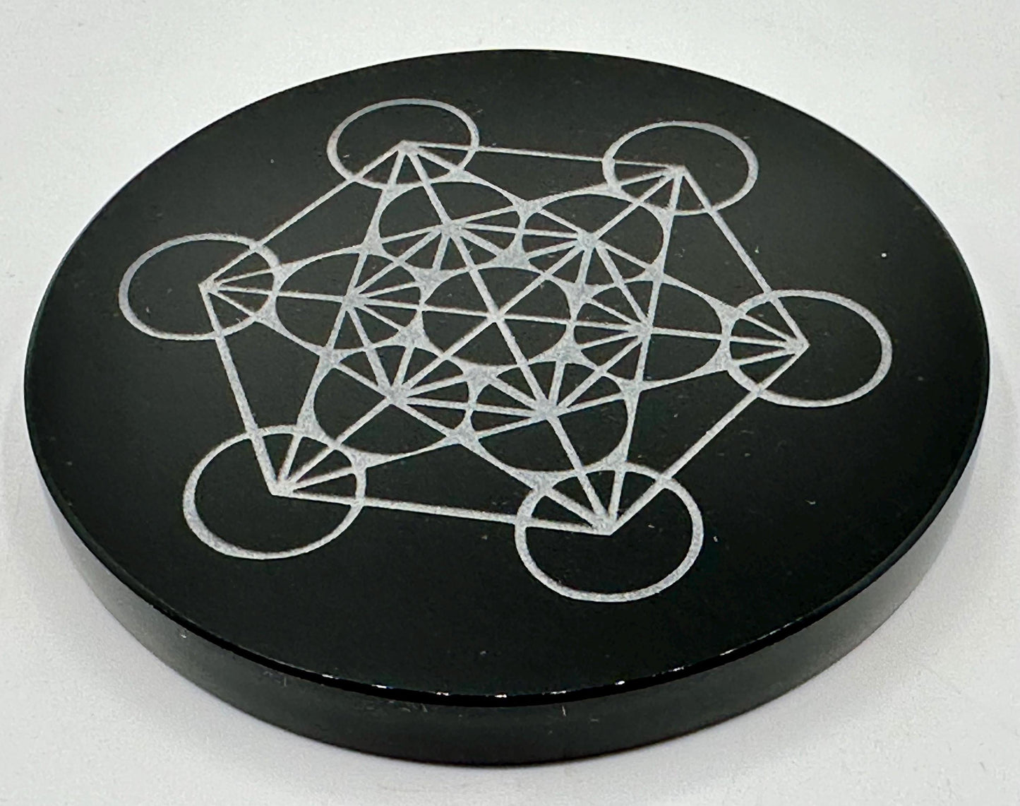 Obsidian Mirror Grid Plates Chose from Flower of Life, Metatron’s Cube or Tree of Life Designs