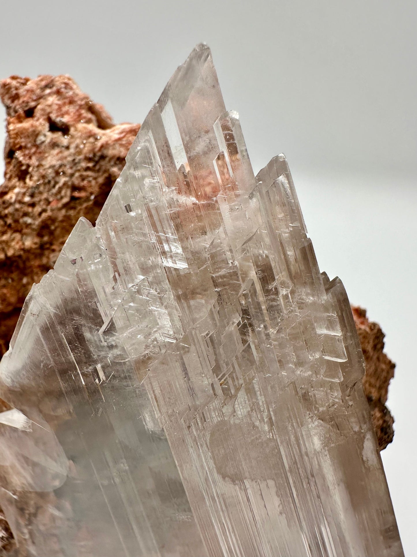 Selenite Crystal Mineral Specimen with Inclusions on Matrix