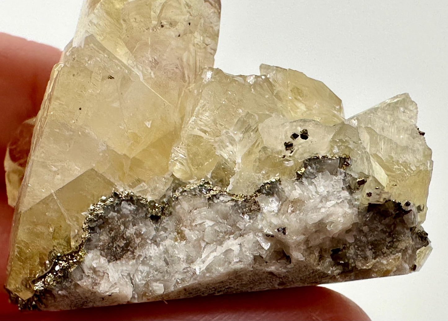 Sweetwater Yellow Calcite Cluster with Chalcopyrite