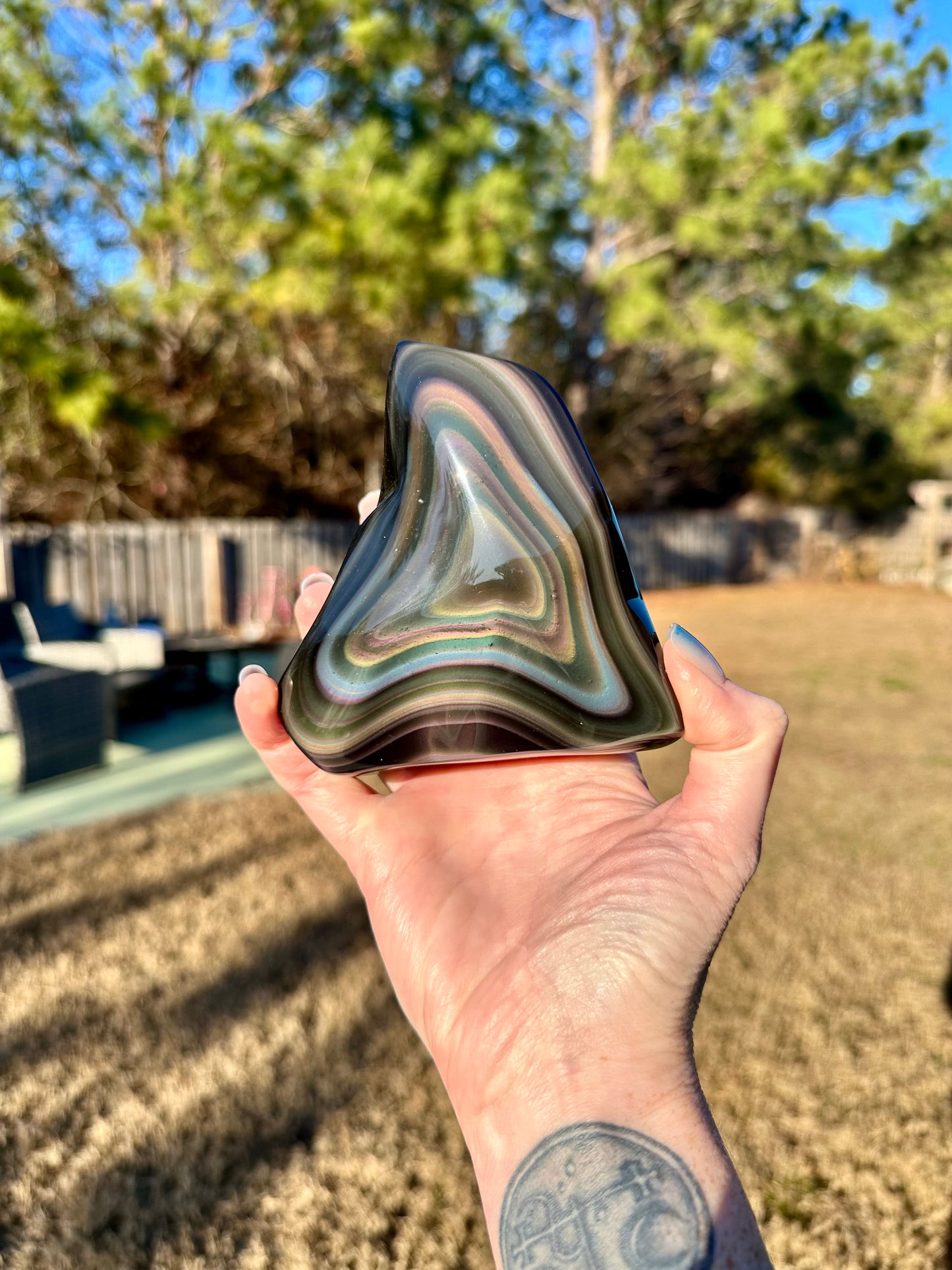 Rainbow Obsidian Double Sided Freeform High Quality