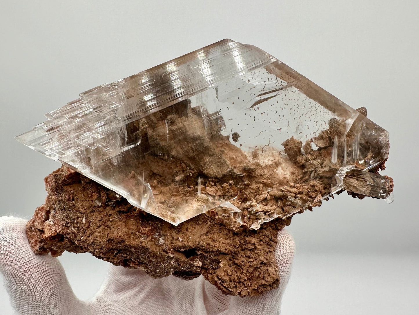 Selenite Crystal Mineral Specimen with Inclusions on Matrix