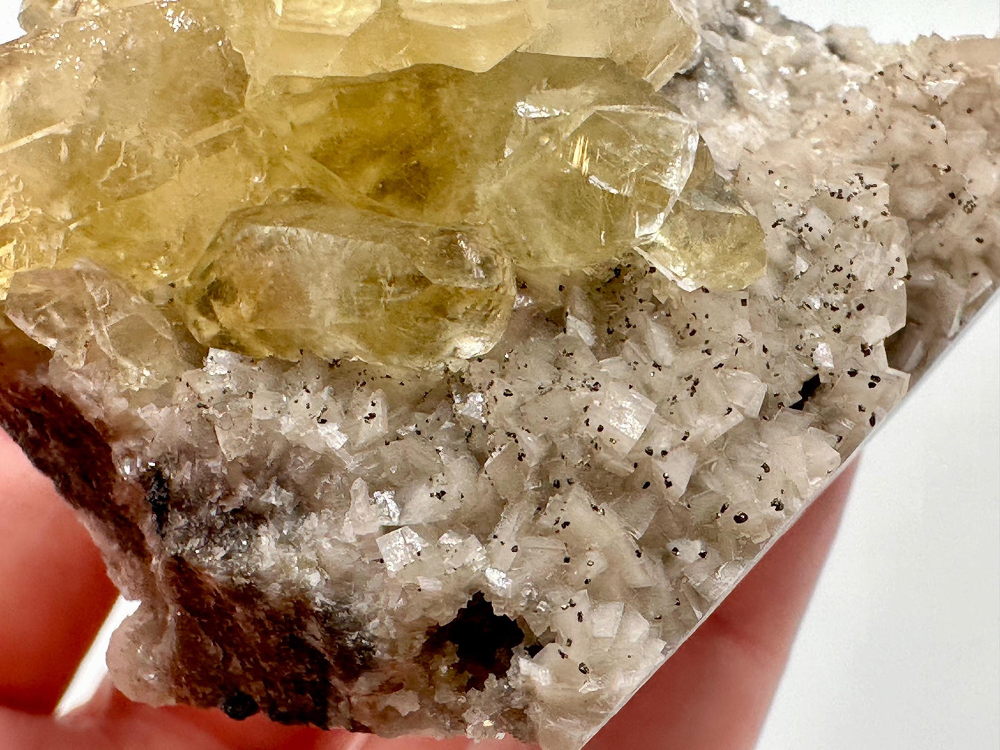 Sweetwater Calcite Cluster with Chalcopyrite Self Standing