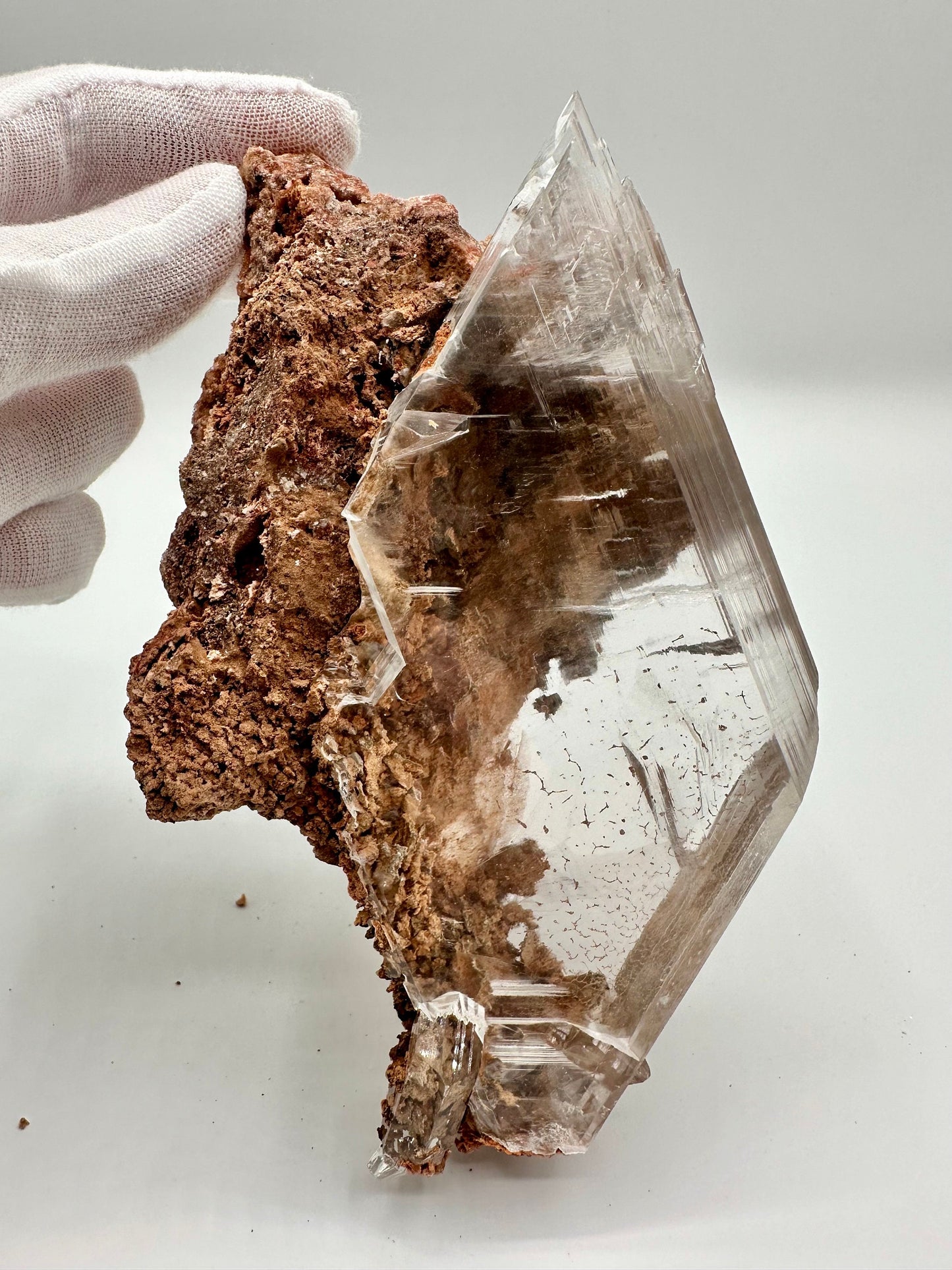 Selenite Crystal Mineral Specimen with Inclusions on Matrix