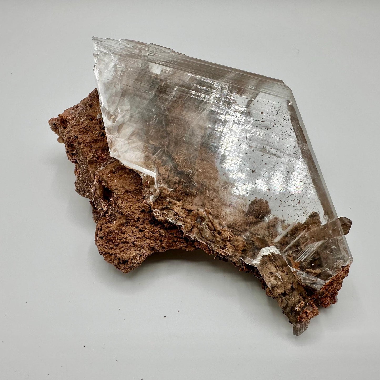 Selenite Crystal Mineral Specimen with Inclusions on Matrix