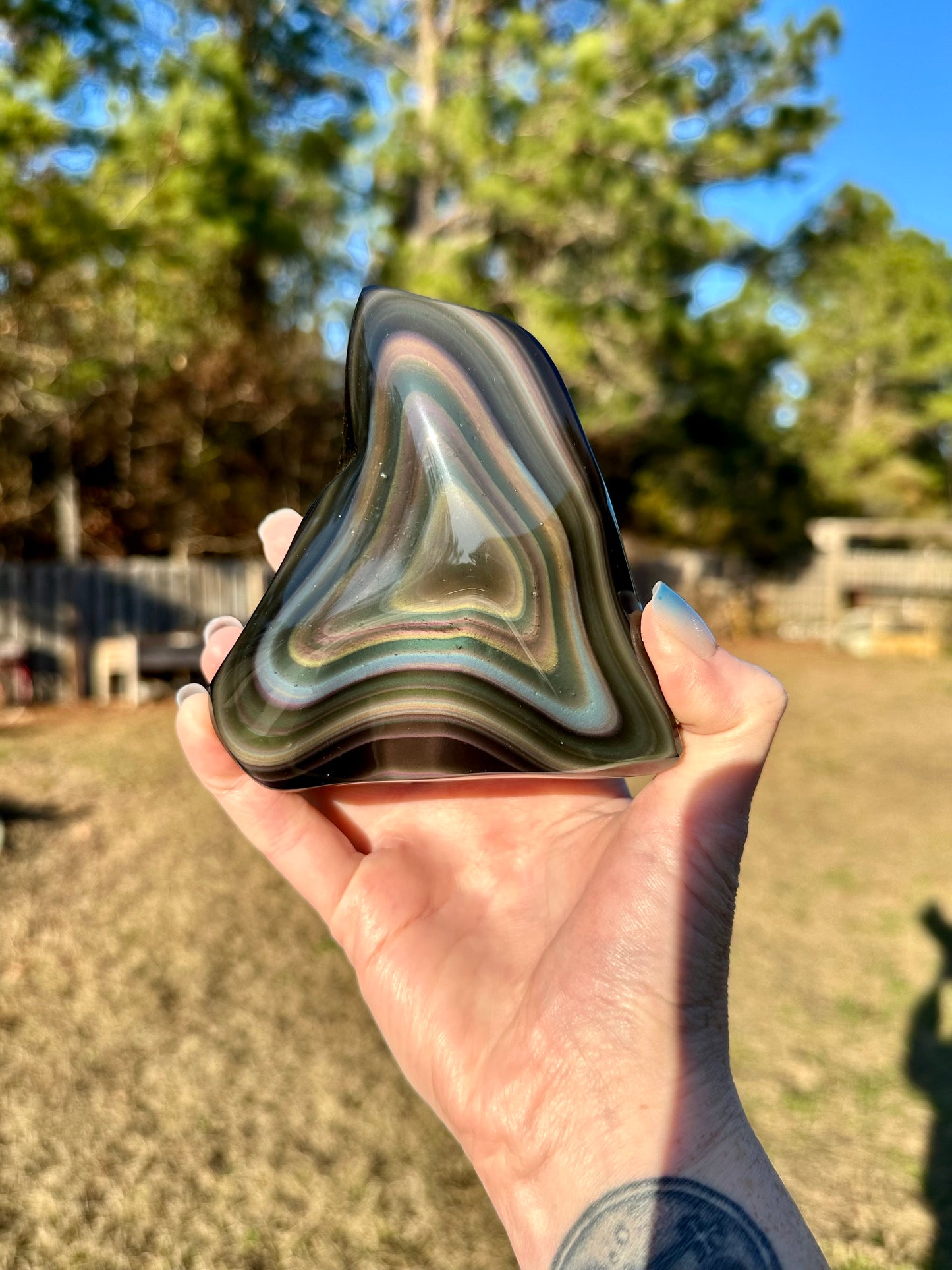 Rainbow Obsidian Double Sided Freeform High Quality