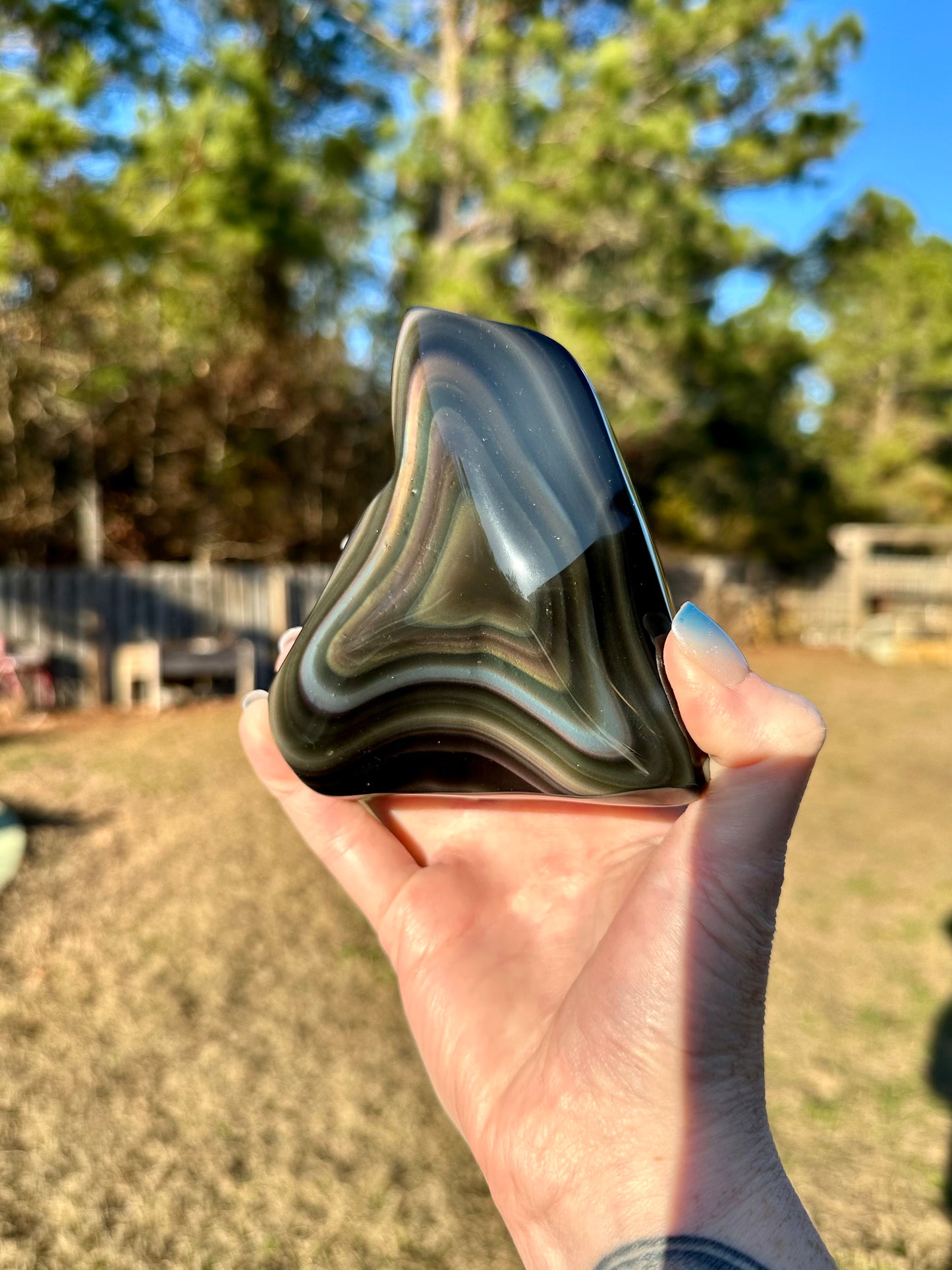 Rainbow Obsidian Double Sided Freeform High Quality