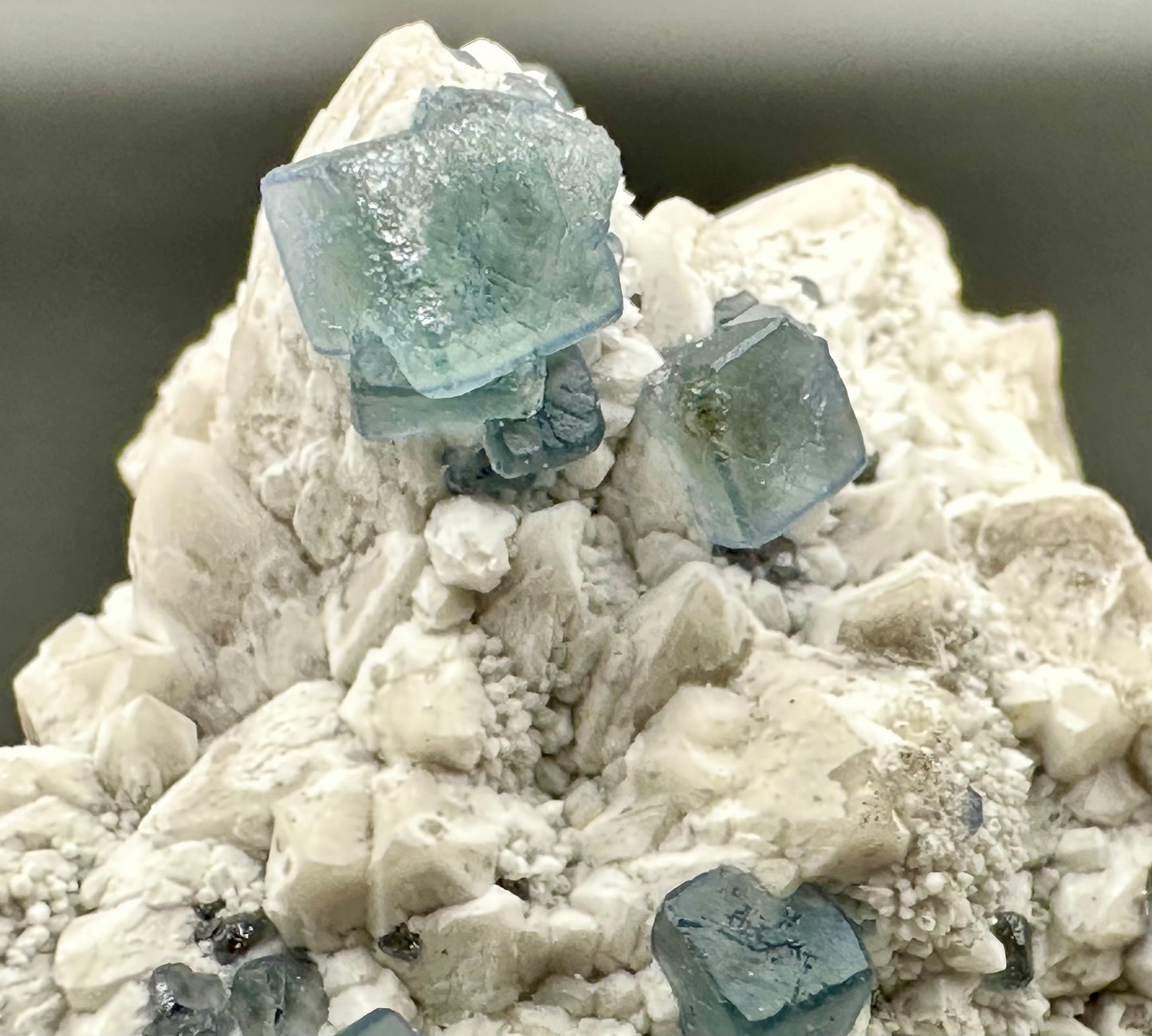 Fluorite with Quartz, Inner Mongolian Chinese Blue Green Fluorite