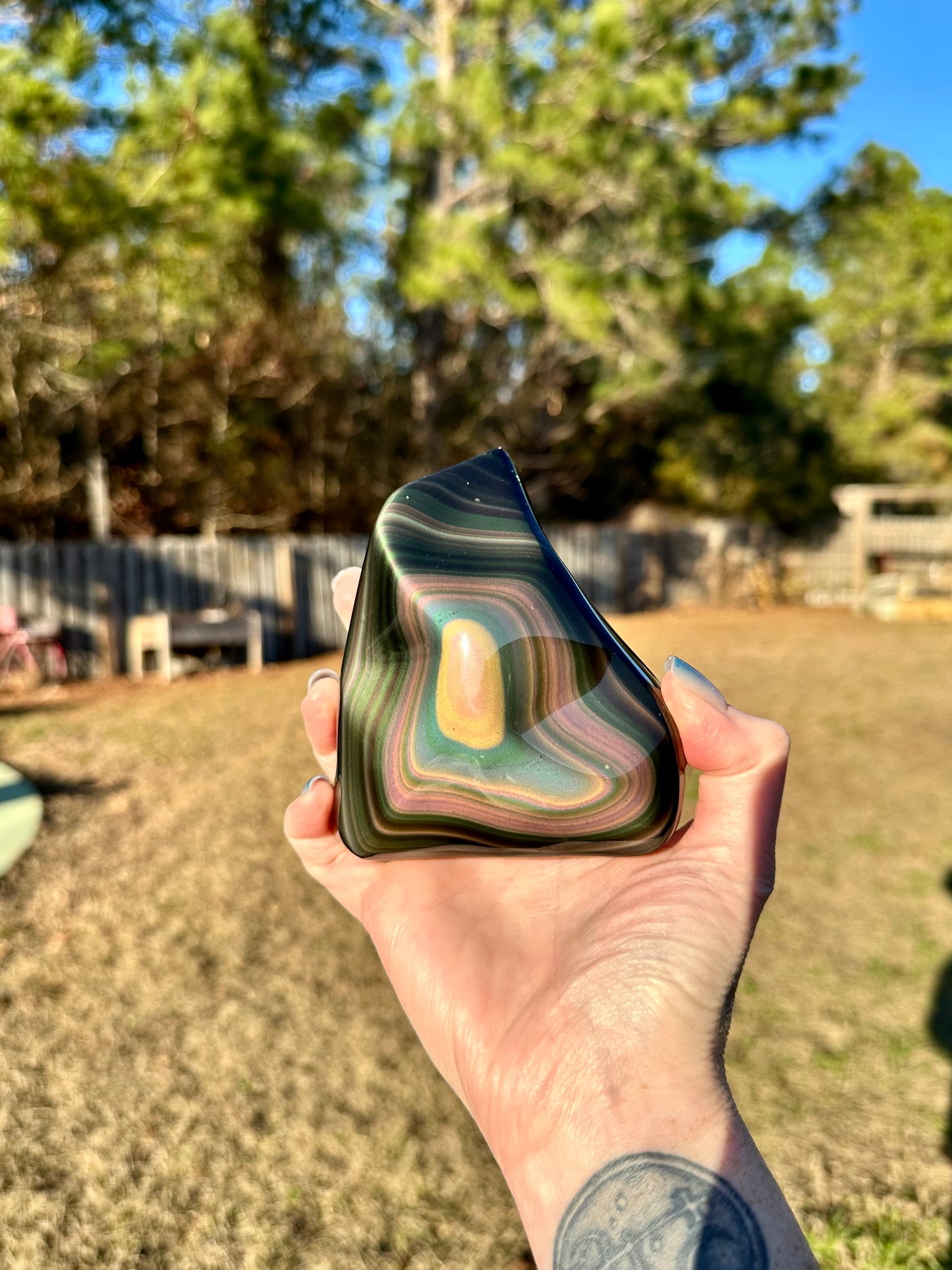 Rainbow Obsidian Double Sided Freeform High Quality