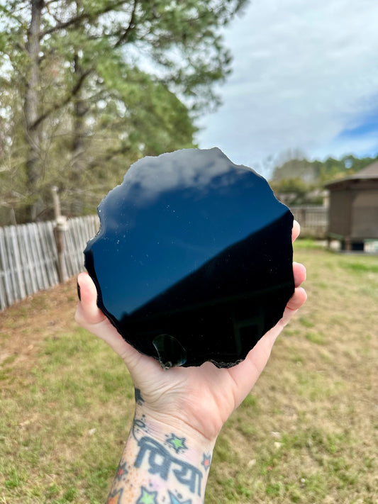 Polished Obsidian Slabs with Raw Edges For Scrying, Divination, Altars and More
