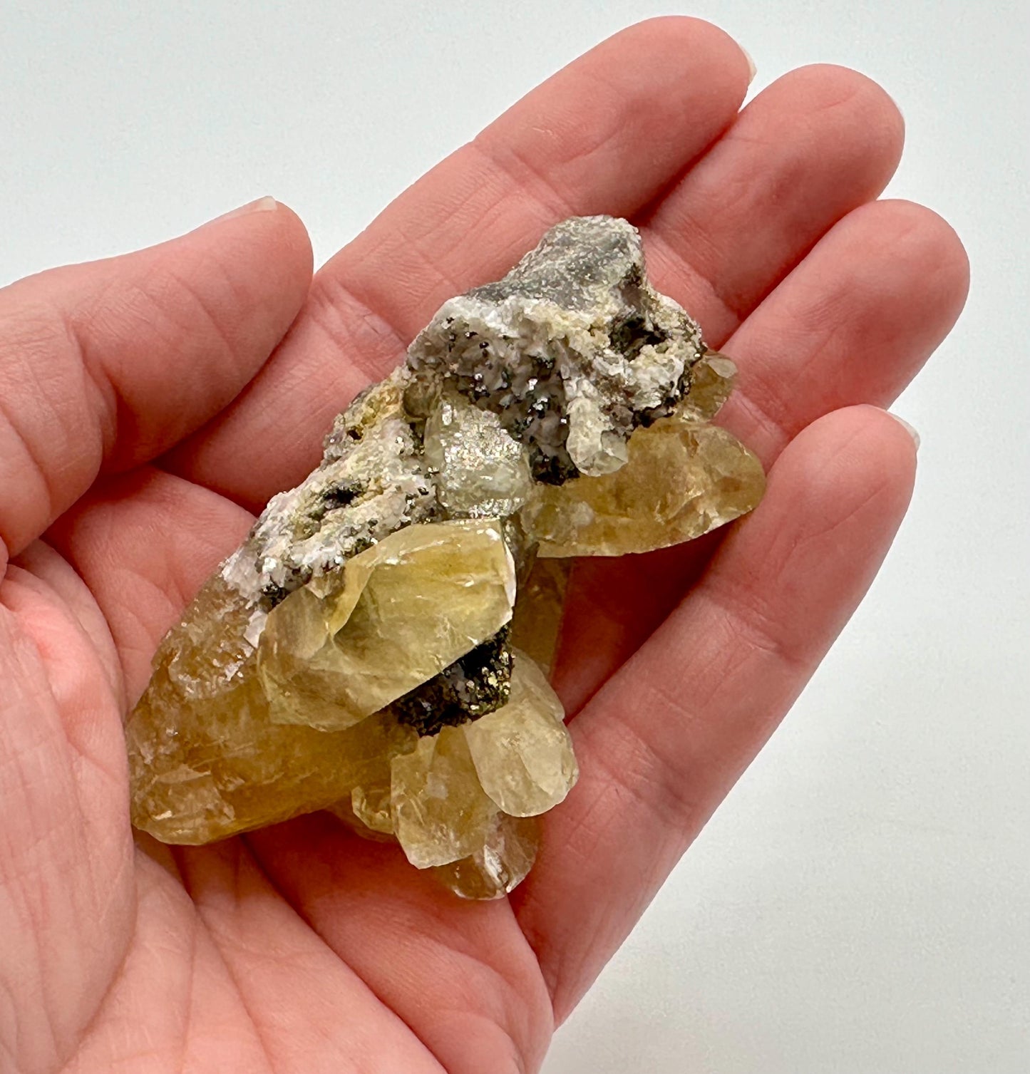 Sweetwater Calcite Cluster with Chalcopyrite