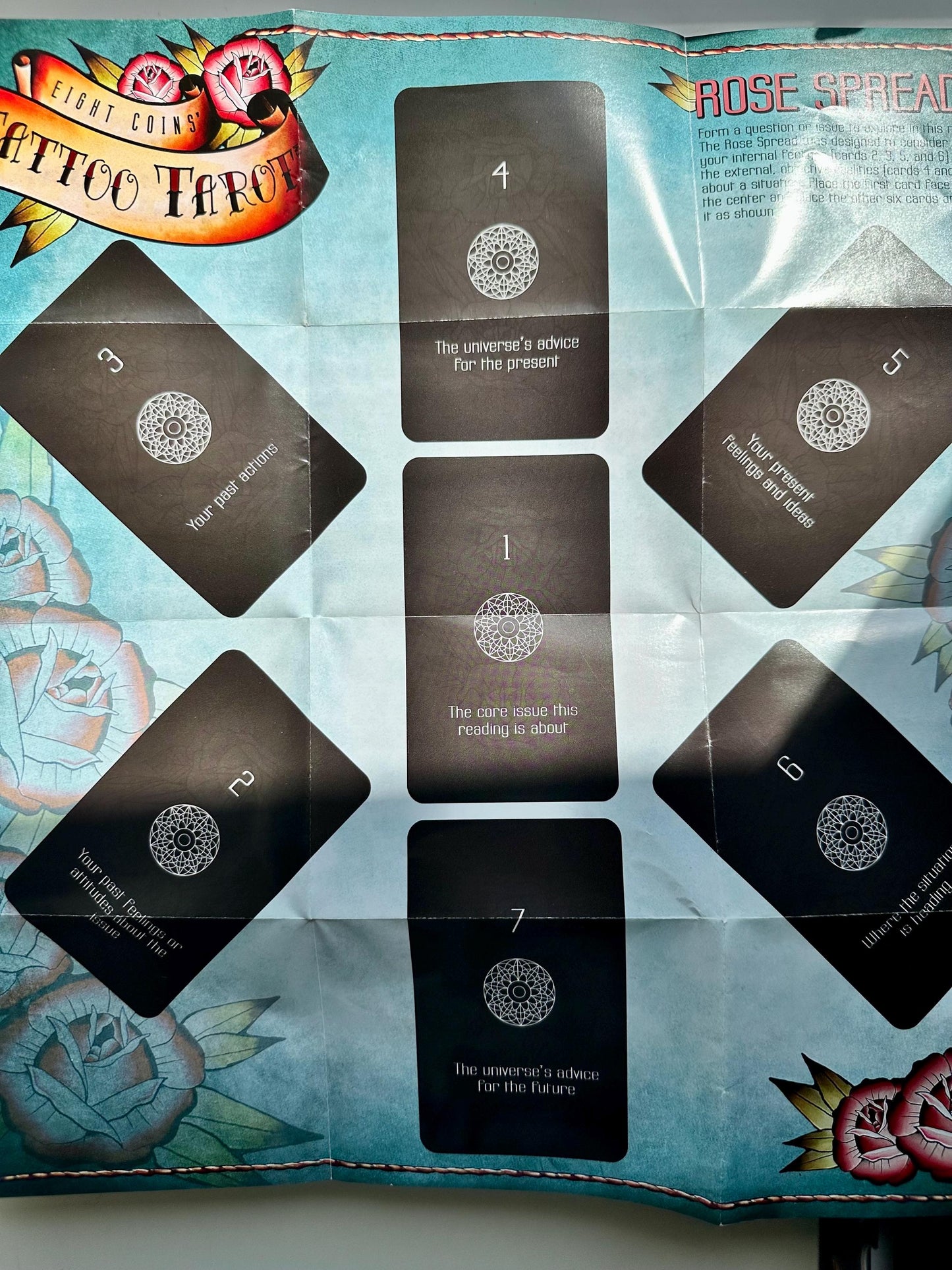 Eight Coins' Tattoo Tarot Deck, Guidebook with Bonus Rose Spread