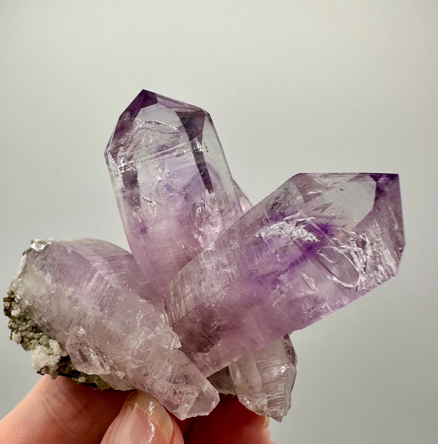 Vera Cruz Amethyst Crystal Cluster with Mobile Enhydro and Selenite