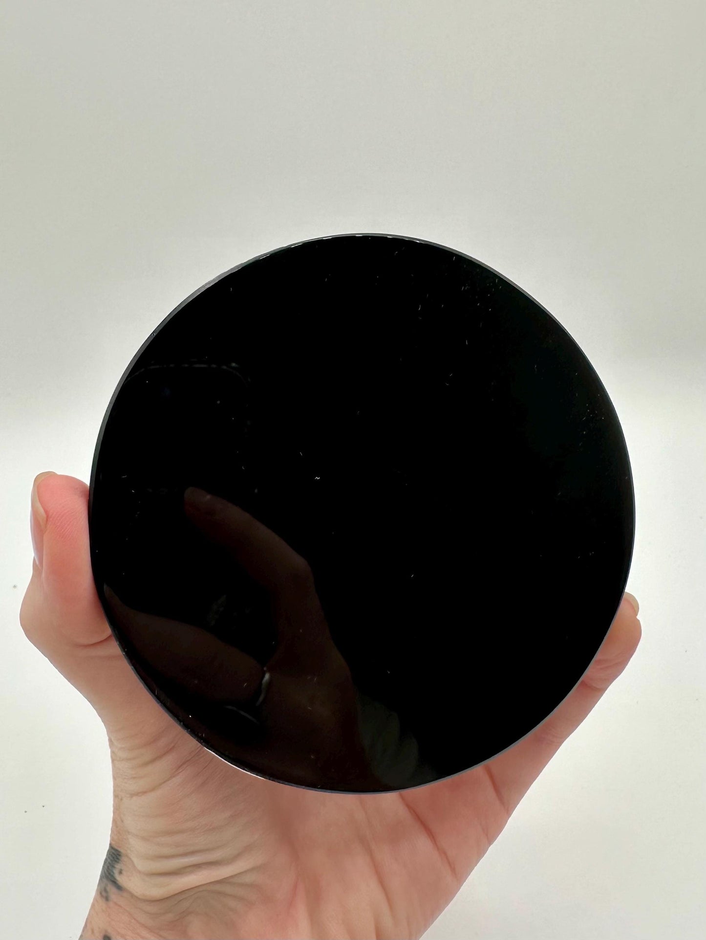 Black Obsidian Mirror for Crystal Scrying, Crystal Charging Plate