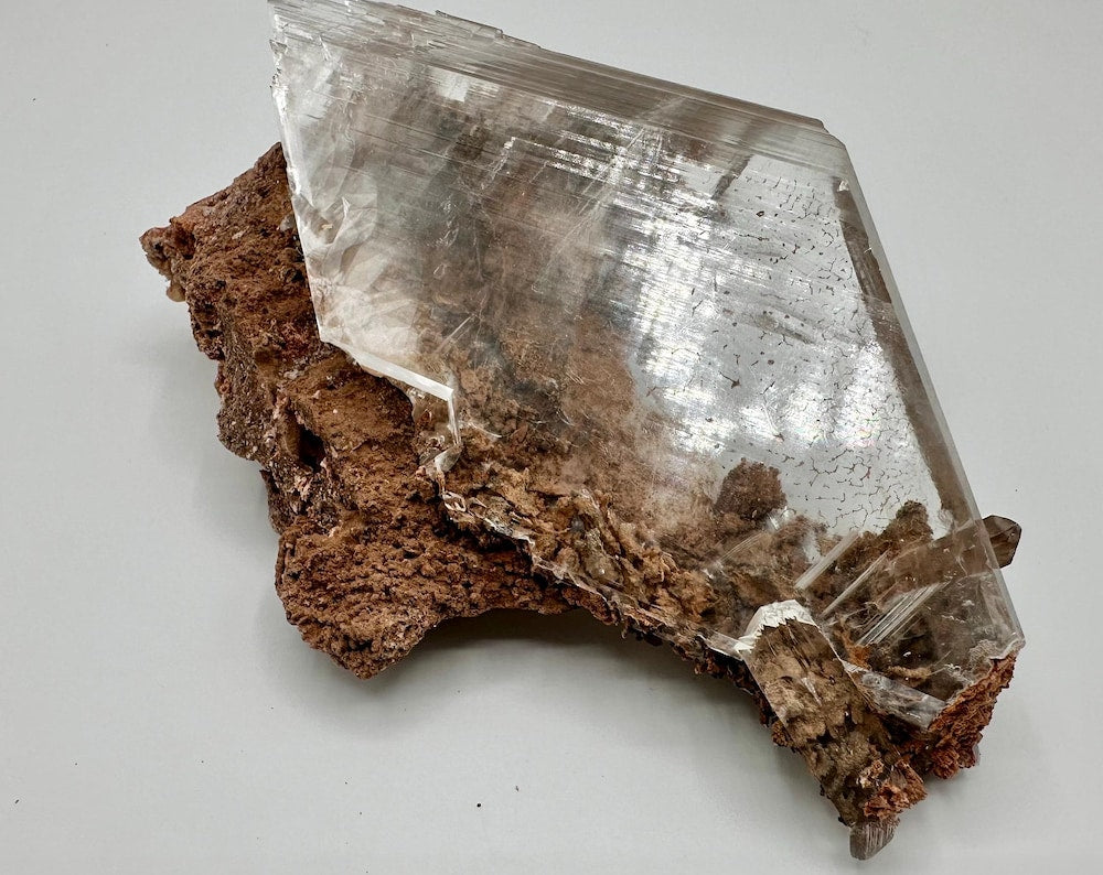 Selenite Crystal Mineral Specimen with Inclusions on Matrix