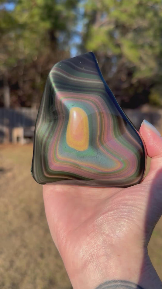 Rainbow Obsidian Double Sided Freeform High Quality